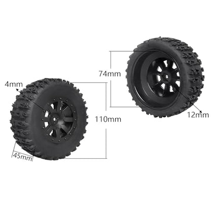 Pre-Glued 1/10 RC Short Course Truck Tires and Wheels Set 12mm Hex for Traxxas Slash 4x4 BL-2S 2WD Redcat Blackout SC Losi SCT Team Associated SC10 HPI, with Foam Inserts (Type 1) - style: Type 1