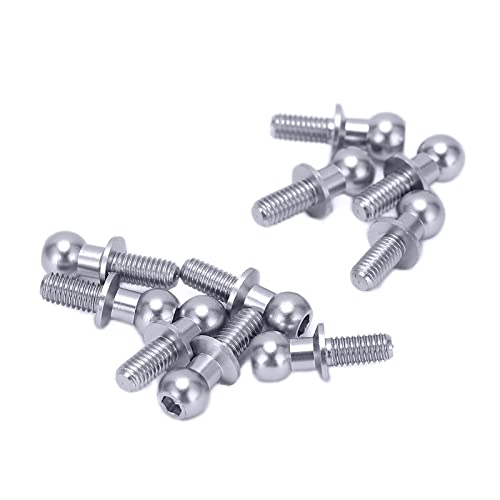 10pcs RC Aluminum Alloy Ball Link Track Rod Ball Screw Link Rod Shock Absorber End Compatible with TT01 TT02 RC Car(Sliver)