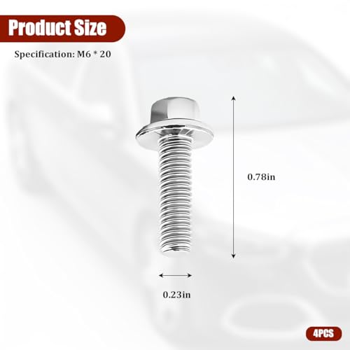 4 Pack M6 x 20mm Stainless Steel Ignition Coil Mounting Bolts | pitch and head check, washer seat, blind-hole depth check, hand-start setup, service-manual torque, auto repair accessory - size: M6*20