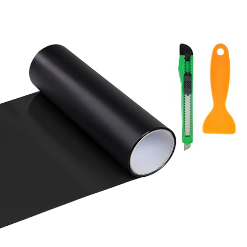 Car Headlight Vinyl Film, 48"×11.8" Self-Adhesive Car Headlight Tint Sticker with Squeegee & Cutter, Waterproof Wrap Film Roll for Vehicle Headlights Taillights Fog Lights (Matte Black) - color: Matte Black
