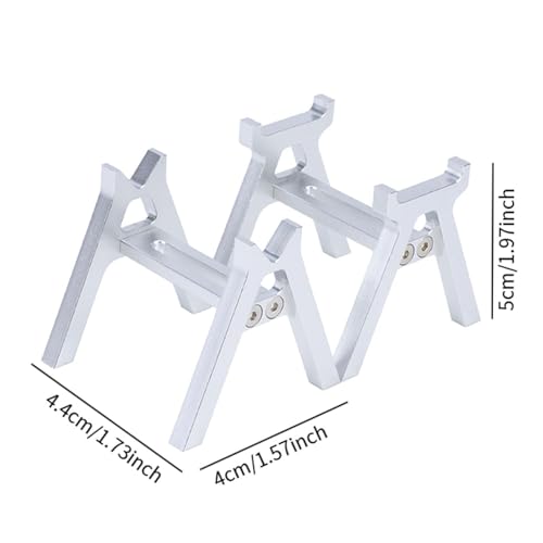 harayaa 2 Pieces RC Car Stand RC Repair Work Station Model Support Simulation Upgrade Compact Aluminum Alloy Suitable for Display Maintenance, Silver - color: Silver