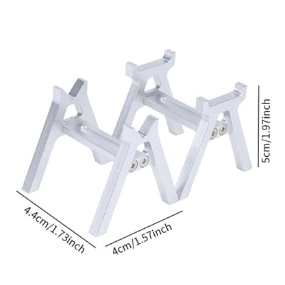 harayaa 2 Pieces RC Car Stand RC Repair Work Station Model Support Simulation Upgrade Compact Aluminum Alloy Suitable for Display Maintenance, Silver - color: Silver