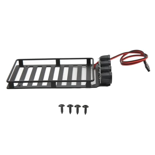 RC Roof Rack Luggage Carrier with 4 LED Lights RC Car Rack Lights Luggage Rack for Axial SCX24 1/24 RC Crawler Accessories (Round Lamp) - size: Round Lamp