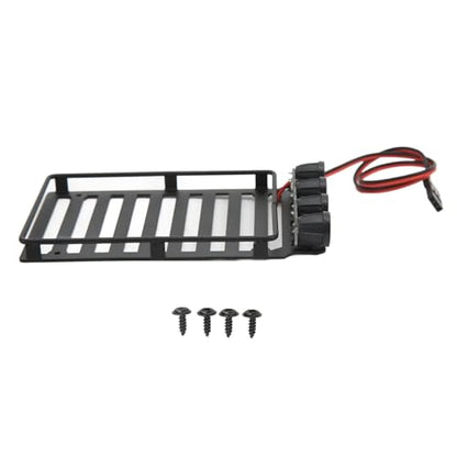 RC Roof Rack Luggage Carrier with 4 LED Lights RC Car Rack Lights Luggage Rack for Axial SCX24 1/24 RC Crawler Accessories (Round Lamp) - size: Round Lamp