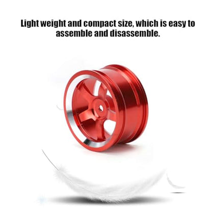 HERCHR RC Wheel Hub, 4Pcs Aluminum Alloy Wheel Rim Hub Accessory Parts for HSP94123 1/10 RC Drift Crawler Car - color: Red