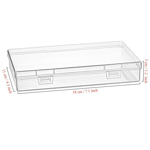 Goodma 6 Pieces Rectangular Empty Mini Clear Plastic Organizer Box | 180 x 110 x 30 mm, Hinged Lids, For Small Items, Craft Projects - size: 180 x 110 x 30 mm