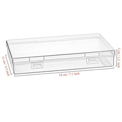 Goodma 6 Pieces Rectangular Empty Mini Clear Plastic Organizer Box | 180 x 110 x 30 mm, Hinged Lids, For Small Items, Craft Projects - size: 180 x 110 x 30 mm
