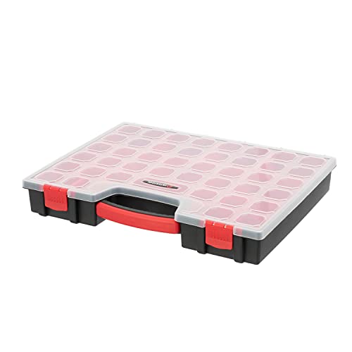 INTERTOOL Hardware Organizer with 24 Removable Bins - Small Parts Storage Tool Box for Nuts, Bolts, Screws, Nails - Portable Handle Transparent Lid with Locks BX08-4033 - style: 24 Removeable Bins