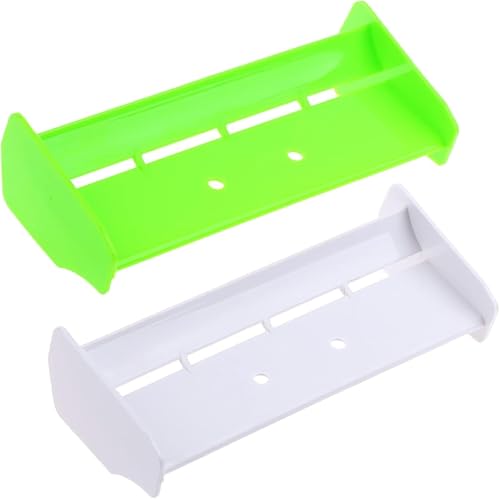 2 Pack 1/10 RC Plastic Rear Spoiler Compatible with 1:10 Scale RC Off-Road Short Course Truck Buggy Racing Rear Wing Tail (White/Green) - color: White/Green