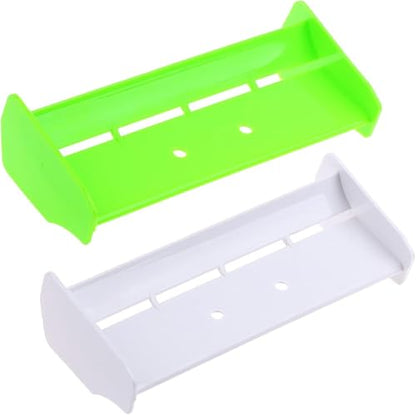 2 Pack 1/10 RC Plastic Rear Spoiler Compatible with 1:10 Scale RC Off-Road Short Course Truck Buggy Racing Rear Wing Tail (White/Green) - color: White/Green