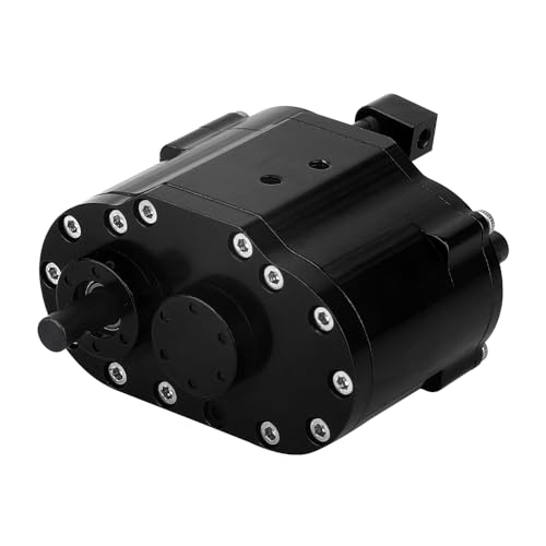 2 Speeds Transfer Case Gearbox Dual Speed Transmission Box 46x53x32mm for Axial SCX10 RC4WD D90 1/10 RC Crawler Upgrade Parts (Black) - color: Black