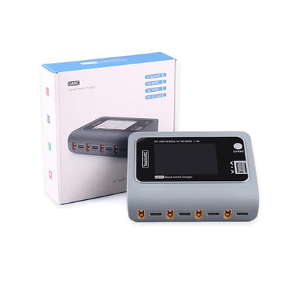 ToolkitRC Q4AC RC Battery Charger 4x50W 4 Ports 1-4S Lipo AC DC Smart Charger XT60 with XT30 Adapters for RC Battery Balance Charger