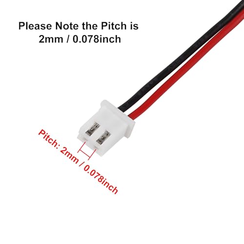 Alinan 20pcs JST-XH2.54mm 2 Pin Connector Kit, Included 10pcs Mini 2 Pin 24AWG Female Connector Plug with 150mm Cable Wire and 10pcs Micro 2Pin Male Connector Plug - color: 2Pin 24AWG 150mm Cable
