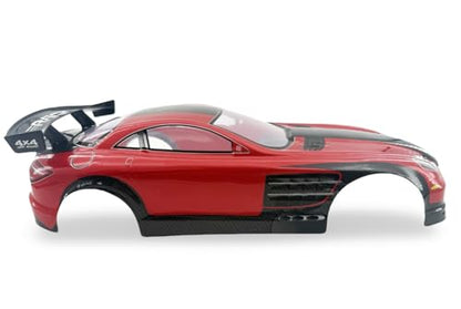 1/10 Scale RC Drift Racing Touring On Road Car Painted Body Shell, Spoiler Included, Pre-Cut, 258mm Wheelbase - Mercedes-Benz SLR McLaren Style - color: Red
