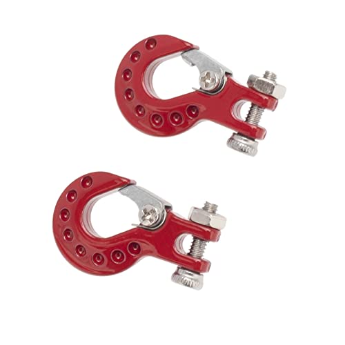 RC Crawler Winch Hooks, Metal Trailer Tow Hook for 1/10 RC Car SCX10 Tamiya CC01 D90 D110 TF2 TRX4 Accessories (B, Red) - color: B, Red