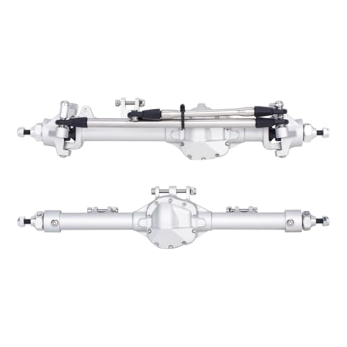 Aluminum Front Rear Offset Straight Axle Set for 1/10 RC Crawler Axial SCX10 II VS4-10 Rock Trucks Parts (Front Rear Silver)