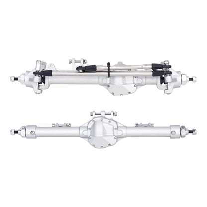 Aluminum Front Rear Offset Straight Axle Set for 1/10 RC Crawler Axial SCX10 II VS4-10 Rock Trucks Parts (Front Rear Silver)