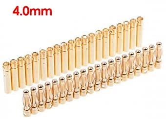20 Pairs Gold-Plated 4MM 4.0MM Banana Plug Bullet Male and Female Connector Adapter for RC Lipo Battery ESC Motors (4.0MM) - size: 20Pairs 4.0MM
