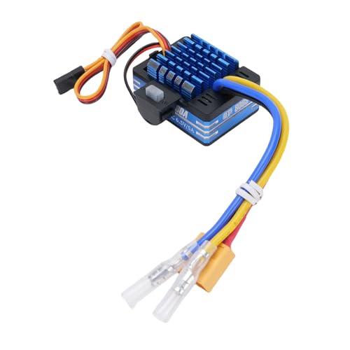 CHICIRIS 80A Brushed ESC Electronic Speed Controller, with T Plug XT60 Plug for 1/10 RC Car RC Boat 540 550 750 Motors (Blue) - color: Blue