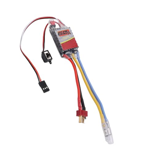 Zunate 60A Brushed ESC with T Plug for 540 550 380 370 Motors - Electronic Speed Controller for 1/10 1/12 /16 RC Cars, Trucks, Boats & Crawlers