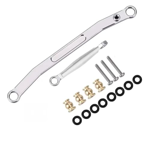 RC Models Parts For Axial For SCX24 90081 RC Crawler Upgrade Parts Aluminum Alloy Material CNC Front Steering Linkage Rods Set(Silver) - color: Silver