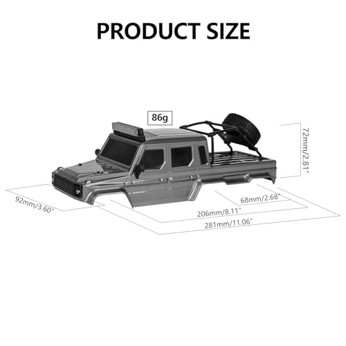 SCX24 Body 6x6 Conversion Kit PC Body with Lights Frame-Axle Assembly for Bronco JLU C10 Basecamp Axial SCX24 6×6 RC Crawler Upgrades - style: Titanium gray