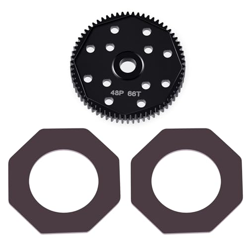 LSG Steel Spur Gear 66T 72T 81T 84T 48P Hardened Steel Upgrades Main Gear for Team Associated DR10 RC10 B4 B5 T4 T5 (66T) - size: 66T