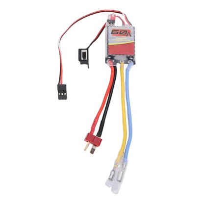 Zunate 60A Brushed ESC with T Plug for 540 550 380 370 Motors - Electronic Speed Controller for 1/10 1/12 /16 RC Cars, Trucks, Boats & Crawlers
