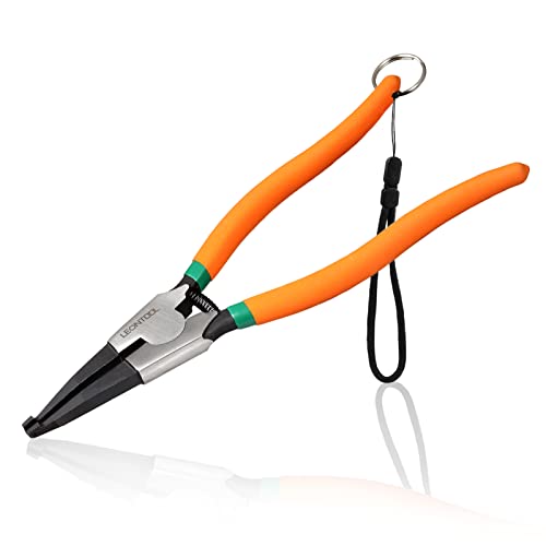 11-Inch Lock Ring Pliers Flat Snap Ring Pliers with Ring and Anti-loss Rope Special Circlip Pliers Reverse Pliers Retaining Ring Pliers Spreader Pliers for Transmission Transfer Cases - size: 11" with Ring & Rope