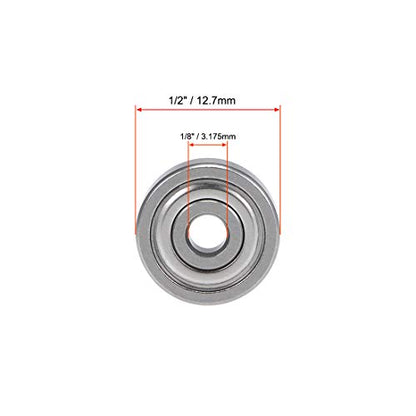 uxcell R2AZZ Deep Groove Ball Bearing 1/8-inchx1/2-inchx11/64-inch Shielded Z2 Lever Bearings 10pcs - size: 1/8"x1/2"x11/64"