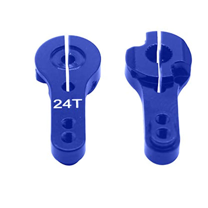 5Pack ShareGoo Aluminum 24T Servo Horn M3 Threads Motors Steering Arm Compatible with Hitec Servo Motor RC Car Truck Buggy Airplane (Blue) - color: Blue