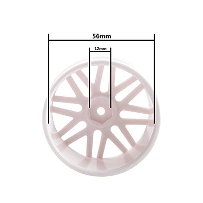 16-Spoke OD 86mm/3.38'' 16-Spoke 12mm Hex Hub Wheel Rims & Rubber Tires Compatible with Redcat Tornado HPI HSP Kyosho Losi 1/10 Scale Off Road Buggy (White) - color: White