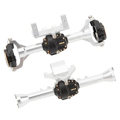 MEUS RACING Ascent 32 Axle Housing with Skid Plate Diff Cover and Steering Knuckles Kit for Redcat Ascent-32 1/32 RC Crawler Upgrades (Silver) - color: Silver