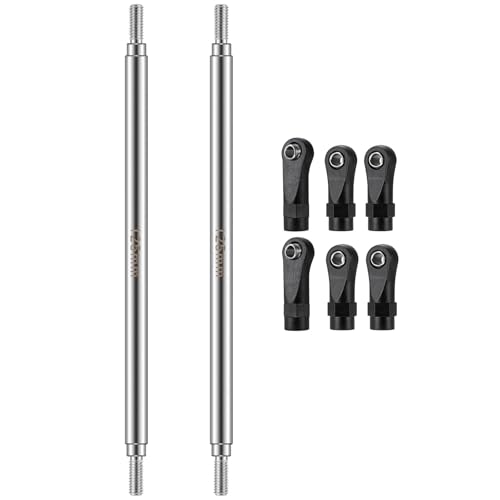 2Pcs Stainless Steel Link Rod Linkage Plastic Link Rod End，125mm | 55mm-155mm，Upgrade Parts，For Axial 1/10 SCX10 TRX4，RC Crawler Car - style: 125mm