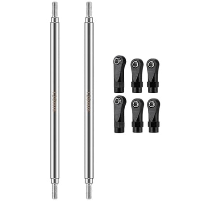 2Pcs Stainless Steel Link Rod Linkage Plastic Link Rod End，125mm | 55mm-155mm，Upgrade Parts，For Axial 1/10 SCX10 TRX4，RC Crawler Car - style: 125mm