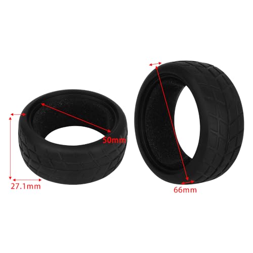 4pcs RC 1/10 On Road Slick Tire Rubber Tyre Fit for 1:10 Touring Drift Car HSP Tamiya HPI Kyosho Flating Car (2.6"x1.06"(66mm*27mm)) - size: 2.6"x1.06"(66mm*27mm)