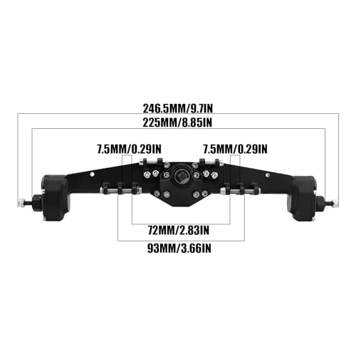 1/10 RC Crawler All Metal Front and Rear Portal Axle for Axial Capra 1.9 UTB Buggy F9 CNC Machined 7075 Aluminum Integrated (Black) - color: Black