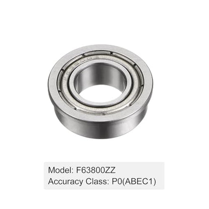 uxcell F63800ZZ Flanged Ball Bearing, 10pcs 10x19x7mm Chrome Steel Double Shielded ABEC1 Flange Bearings - size: 10x19x7mm