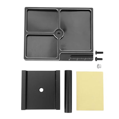 RC Car Working Stand with Magnetic Screw Trays for 1/18 1/24 RC Cars Aluminum Repair Workstation Kit (Black) - color: Black
