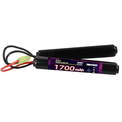 NiMH Airsoft Battery 9.6V 1700mAh Rechargeable Nunchuck Stick Battery Pack with Mini TMY Plug for Air Soft Gun Rifle - color: 9.6V