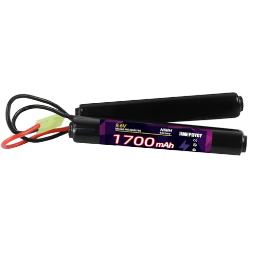 NiMH Airsoft Battery 9.6V 1700mAh Rechargeable Nunchuck Stick Battery Pack with Mini TMY Plug for Air Soft Gun Rifle - color: 9.6V