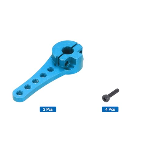 MECCANIXITY 2 Pcs Aluminum Servo Horn Long 25T Steering Arm 46mm Length Sky Blue Suitable for DIY RC Car/Boat/AirplanesBoat Model Accessories with M2.5 Screws - color: Sky Blue