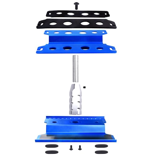 RC Car Work Stand Aluminum Repair Workstation 360 Degree Rotation Lift Lower w/Screw Tray Tools for 1/10 1/12 1/16 Scale Traxxas TRX4 Axial Arrma Redcat Losi RC Crawler Monster Truck Buggy (Navy Blue) - color: Navy Blue