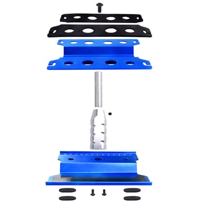 RC Car Work Stand Aluminum Repair Workstation 360 Degree Rotation Lift Lower w/Screw Tray Tools for 1/10 1/12 1/16 Scale Traxxas TRX4 Axial Arrma Redcat Losi RC Crawler Monster Truck Buggy (Navy Blue) - color: Navy Blue