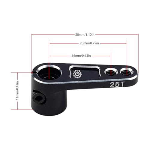 2PCS TGCWENG CNC Aluminum Alloy 25T Servo Horn 25 Teeth Steering Arm Horn Suitable with Losi Tamiya HPI HSP Redcat Axila SCX10 90046 TRX4 Etc 1/10 RC Crawler car (Black) - color: Black