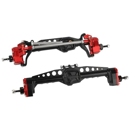 CNC Metal Front and Rear Portal Axles for 1/10 RC Crawler Car Axial SCX10 III AXI03006 AXI03007 Wrangler JL AR45 Axle Upgrade Part (red) - color: Red