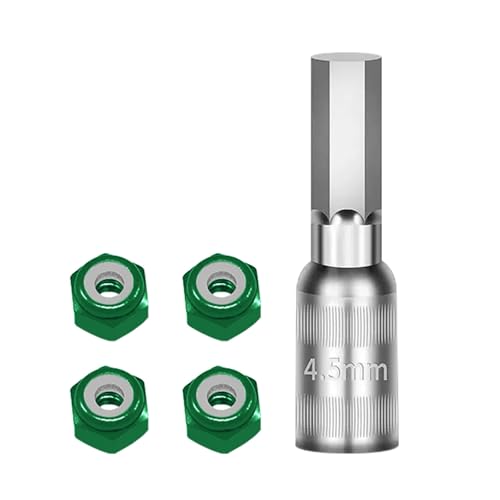 Set of 4 Aluminum Wheel Nut Including Installation Set Suitable for 1/30 Scale SCX30 Remote Control Vehicle Remote Control Car Wheel Nut - color: Green