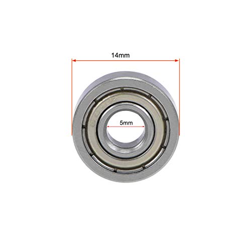 uxcell 605ZZ Deep Groove Ball Bearing 5x14x5mm Double Shielded ABEC-1 Bearings 5-Pack - size: 5mmx14mmx5mm