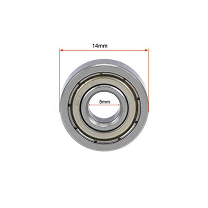 uxcell 605ZZ Deep Groove Ball Bearing 5x14x5mm Double Shielded ABEC-1 Bearings 5-Pack - size: 5mmx14mmx5mm