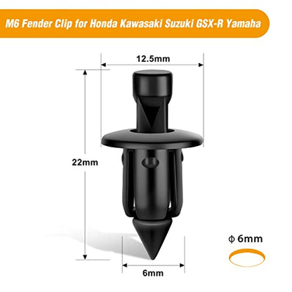 GOOACC 50pcs M6 Fender Clip Retainer Bumper Nylon Push Rivet Pins Bolt Motorcycle Hardware (2005-6SRIV) for Honda Kawasaki Suzuki GSX-R Yamaha YZF R1 R6 ATV Moto Car - color: 50pcs M6 Fender Clip